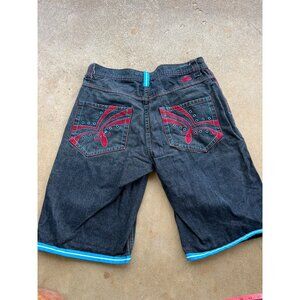 Vintage Jinzu Mens Denim Shorts W/ Embroidered Back Pockets Size 34 Y3
